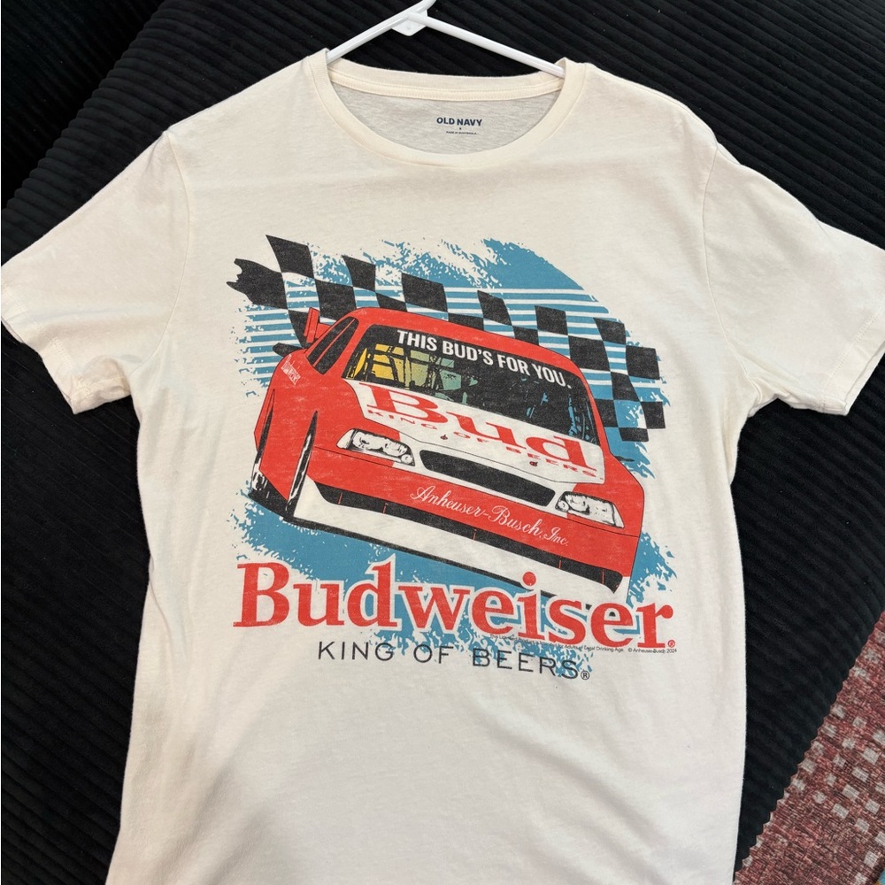 Old Navy Budweiser Racing Graphic T-Shirt - Cream